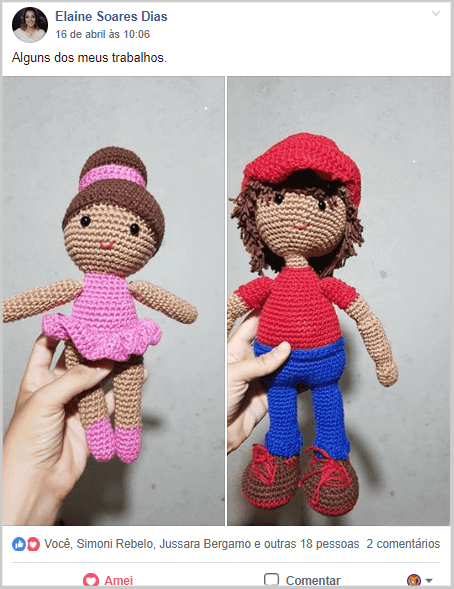 dois amigurumi um menino e uma menina